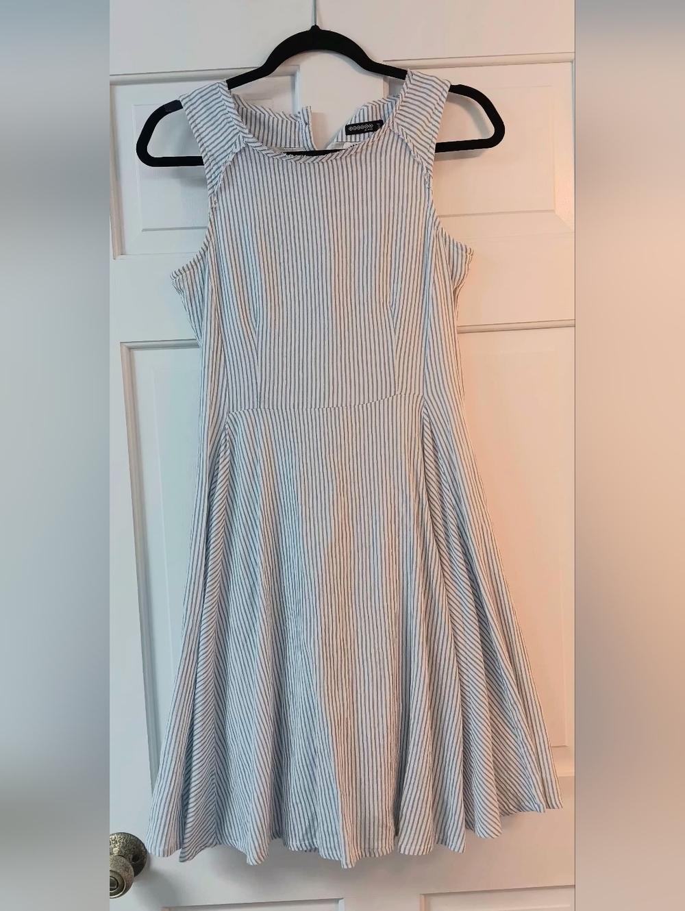 Cotton Linen Blend Bonobo Striped Nautical Swing Dress, Classic A-Line